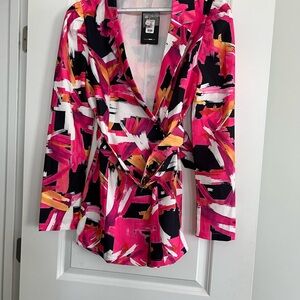 PrettyLittleThing Multicolor Abstract Blazer